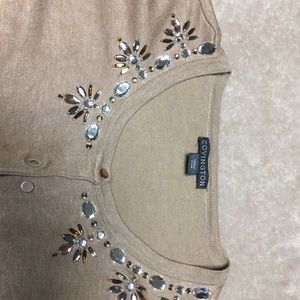 Tan bling neckline sweater size xl